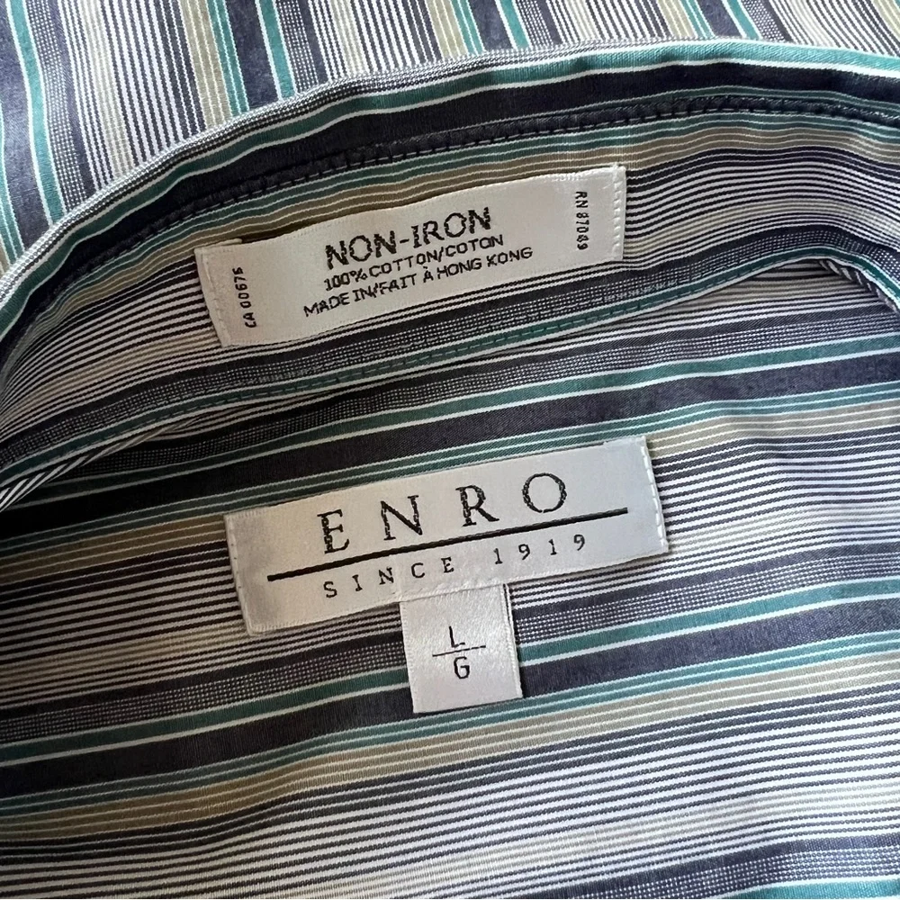 Vintage Enro Non-Iron Striped Wrinkle Resistant Short Sleeve Button Up Shirt - Picture 5 of 6